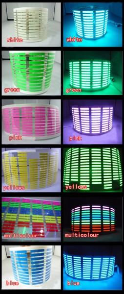 Car Sticker Music Rhythm LED Flash Light Lamp Sound Activated Equalizer 6 colors 114cm*30cm